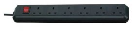 Brennenstuhl 6 Way Socket Outlet Switch - Eco-line 6 Way Trailing Socket, Extension Lead, Black 1.5m 05vv-f 3g1.25 Uk