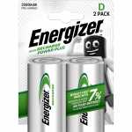 Energizer D size - Rechargeable Battery - E300322004 Nimh Akkumulator Power Plus Mono (d) 2500mah Chp 2 Stück