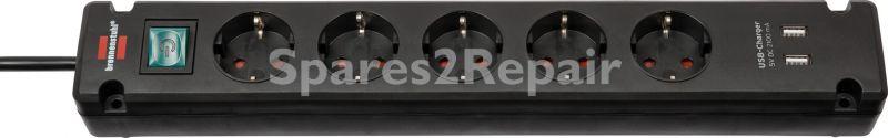 Brennenstuhl 5 Way Socket Outlet Switch - Bremounta 5 Way Socket Outlet Switch. 2 Usb, 3 M