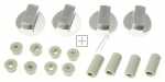 Compatible Lever Set - Alternative Universal Multifit Replacement Control Knob Set Compatible For Oven Gas Electric Cooker Hob X4 Silver