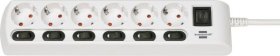 Brennenstuhl 6 Way Socket Outlet Switch - Steckdosenleite Einzeln Schaltbar 6-fach, 2m, H05vv-f 3g1,5, Weiss