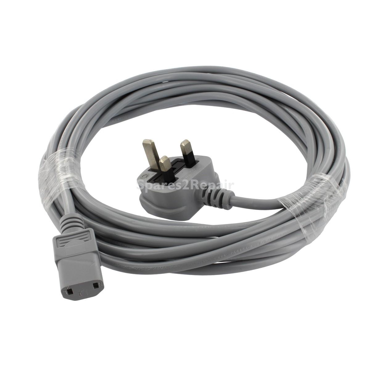 Compatible for Nilfisk Grey Cable & 13A Plug Assembly (2-Core x 1.0mm, 7m + 10A, 2-pin Connector)